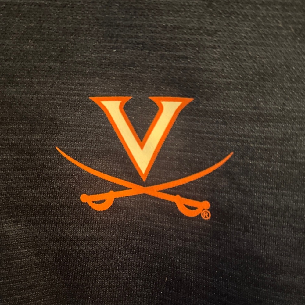 University of Virginia Colosseum Men’s Navy and Orange Quarter-Zip Sweater - Picture 2 of 5